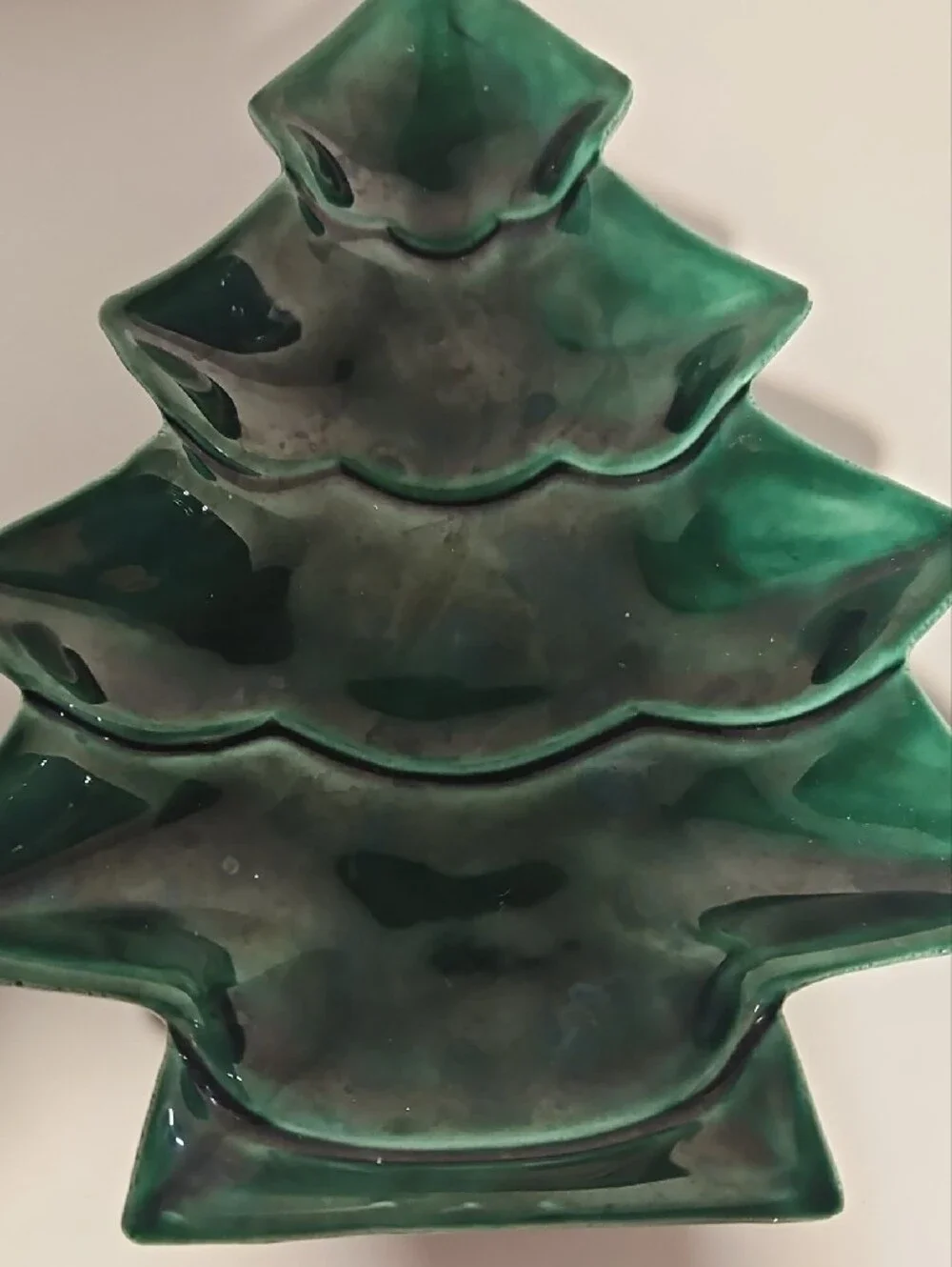 Green Ceramic Christmas Tree Serving Dish